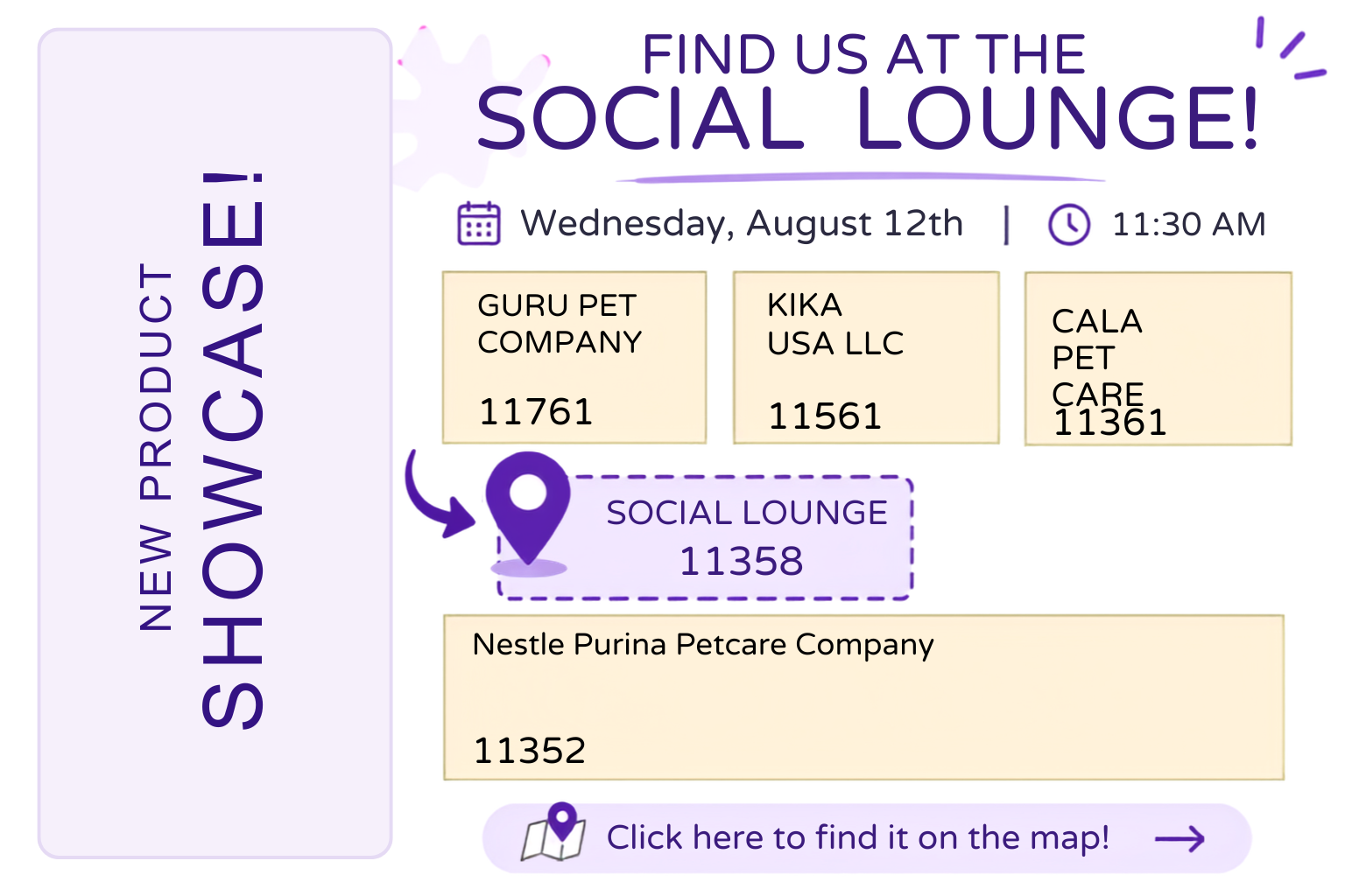 Superzoo Map - Close up of Social Lounge location near Nestle Purina