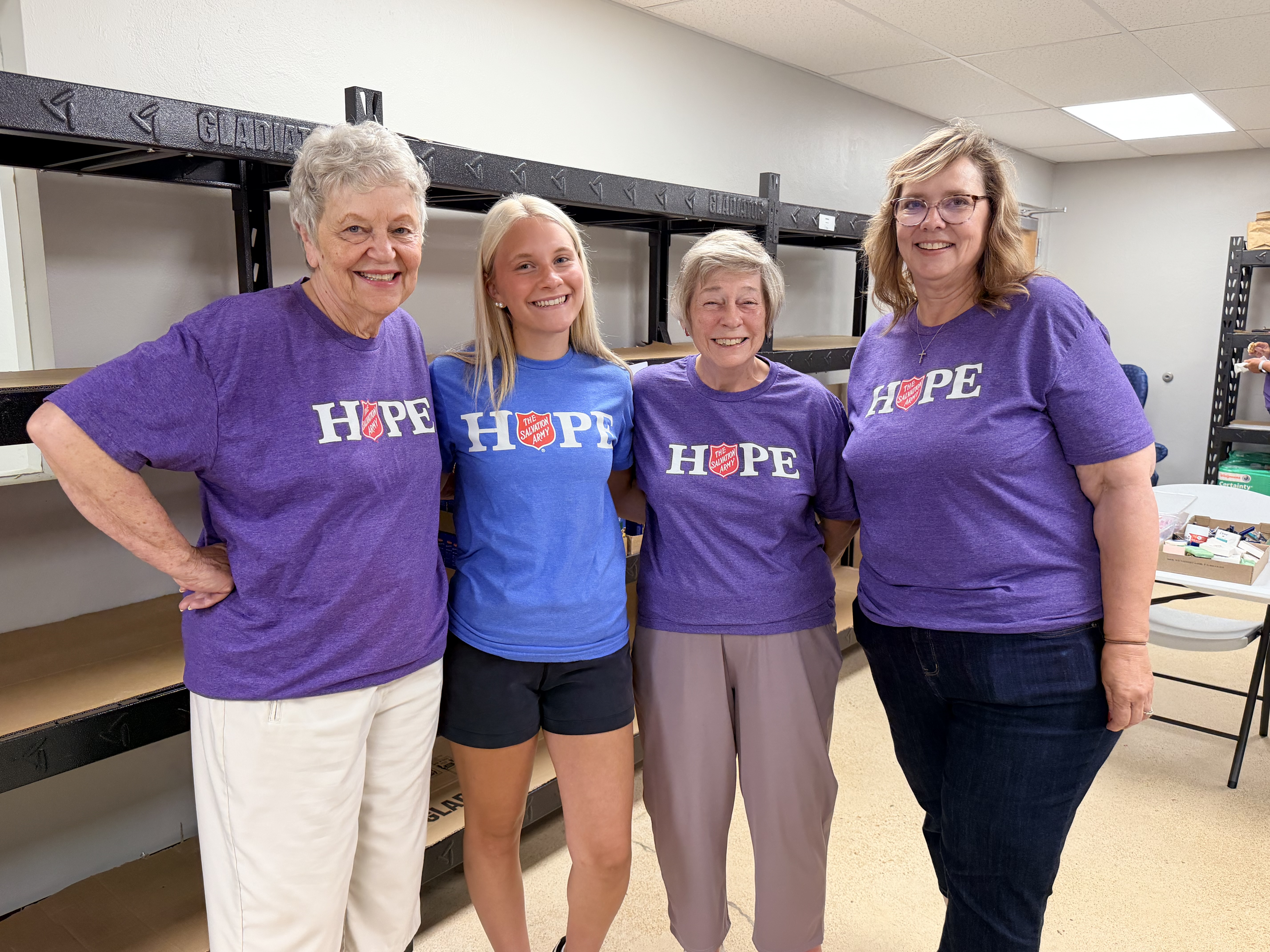 Salvation Army volunteers wearing HOPE shirts