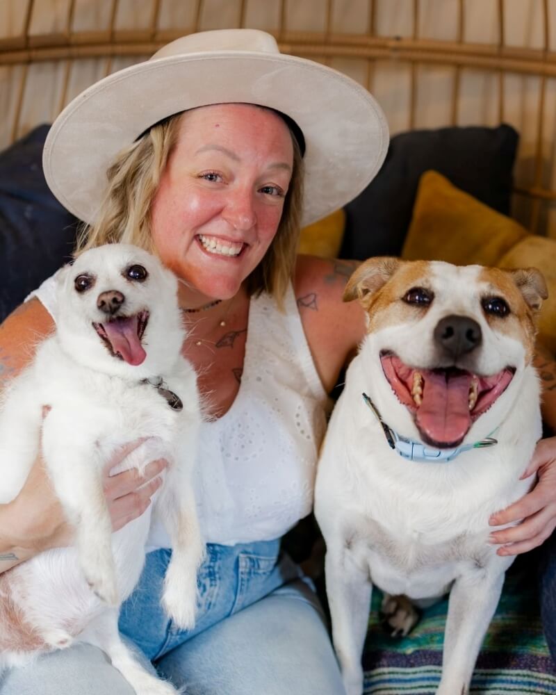 Emily Breslin with her dogs
