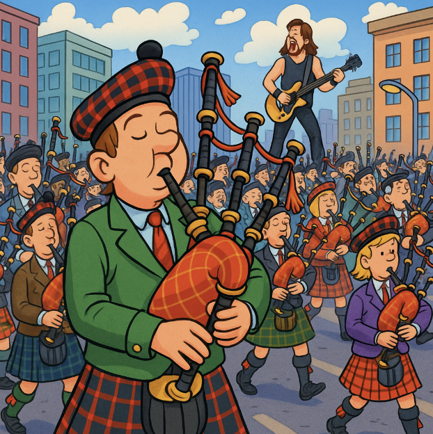 Bagpipers claim world record with AC/DC's 'It's a Long Way to the Top'