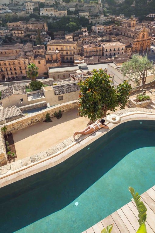 Pool overlooking Modica at Casa Talia