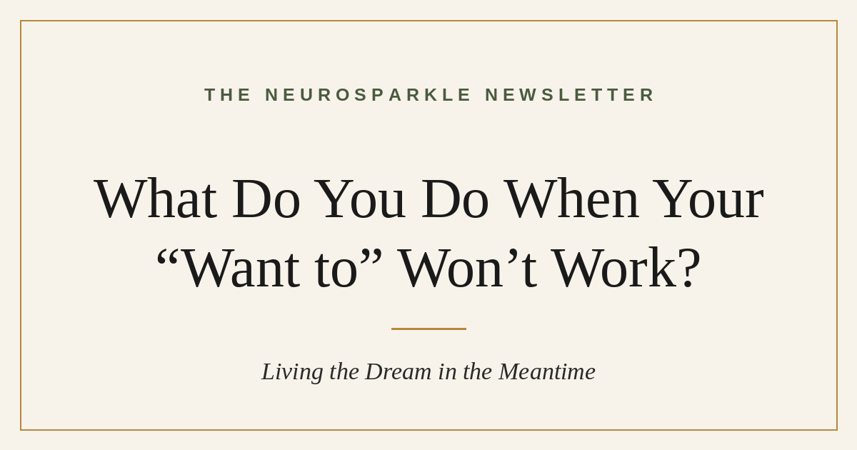 What Do You Do When Your Want to Won&rsquo;t Work?