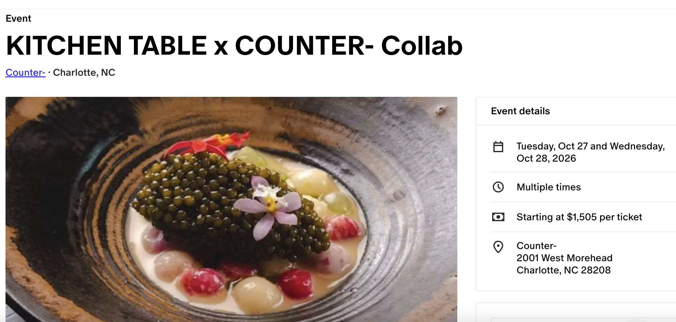 Counter- bets diners will pay $1,500 for dinner