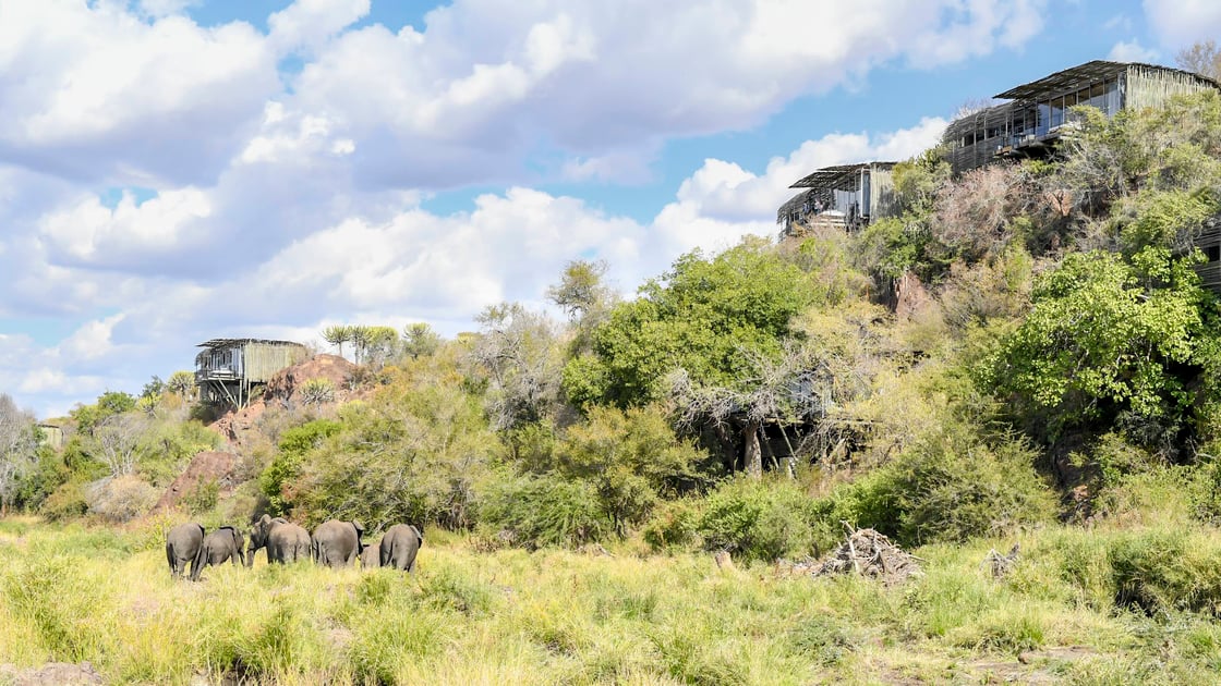 Singita Lebombo buildings integrated into a rocky hillside