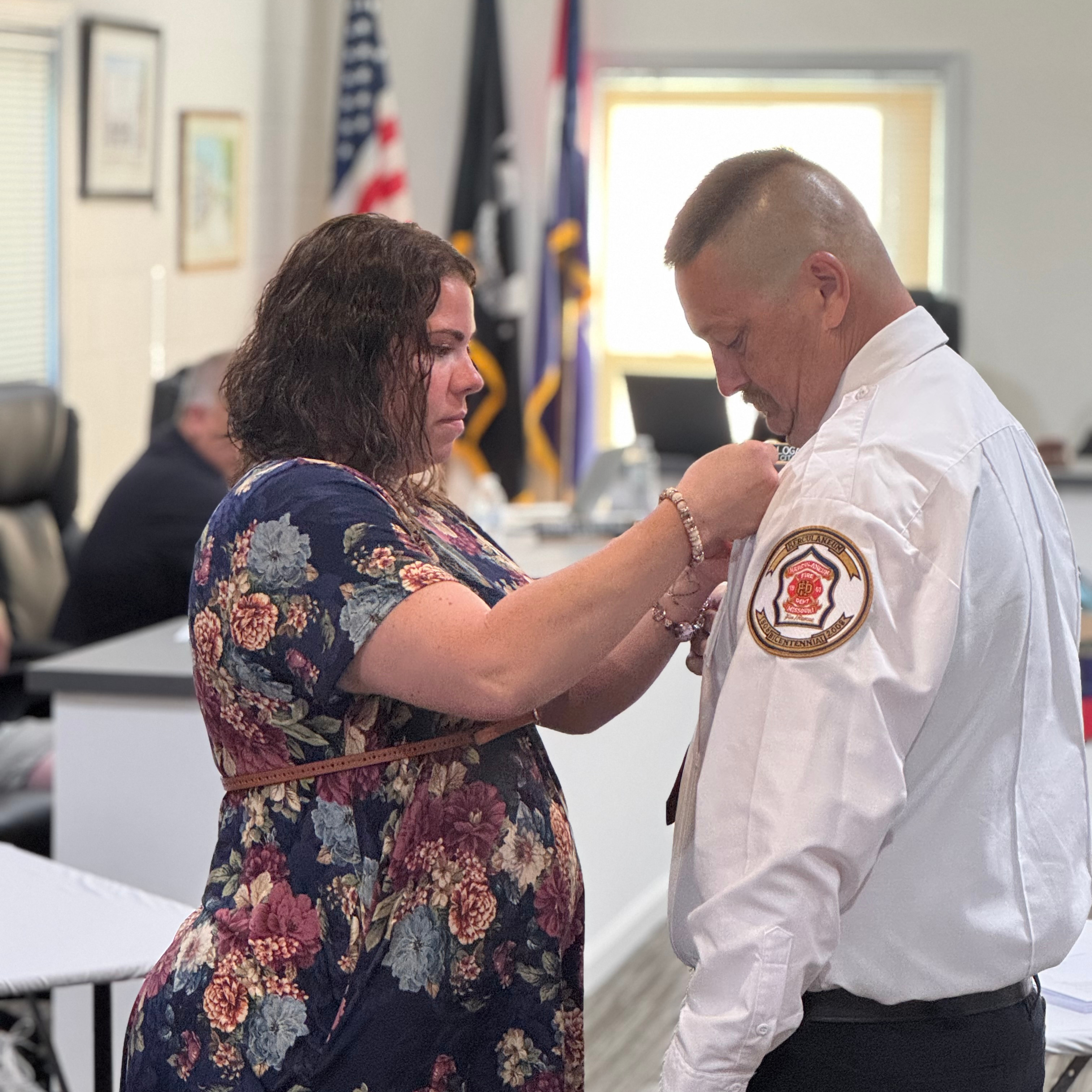 Captain badge pinning ceremony