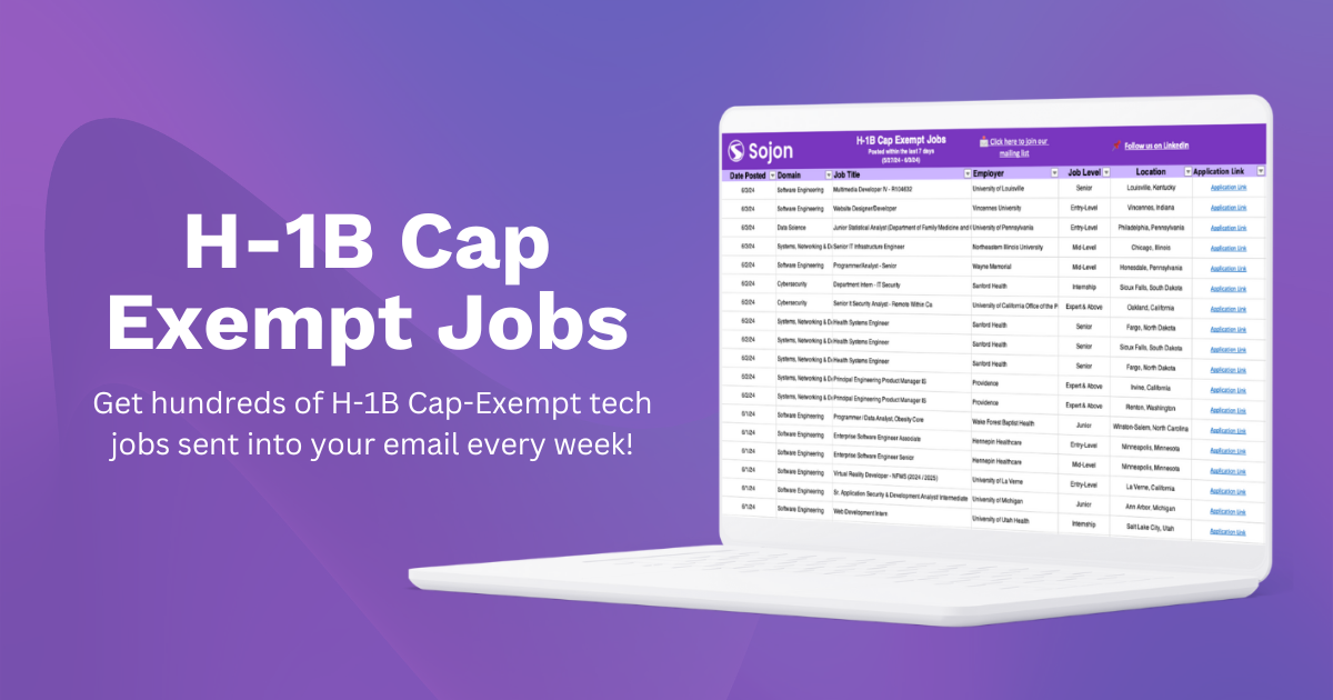 [Direct Download Link] H1B Cap Exempt Tech Jobs (May 28 June 3)